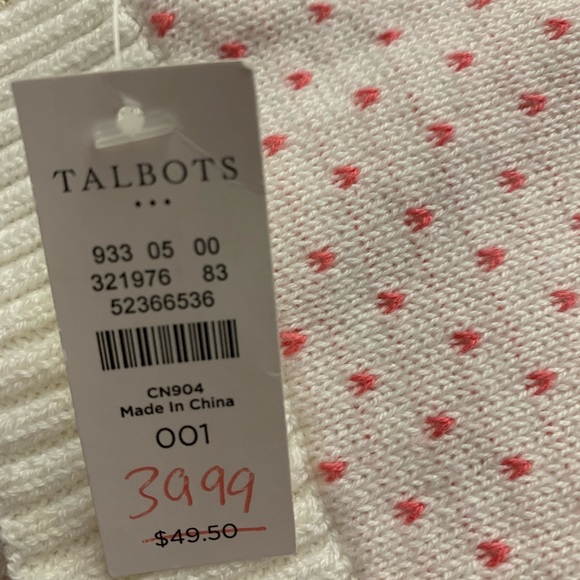 New Talbots Fair Isle Pattern Design Winter White Background Scarf - Picture 5 of 7